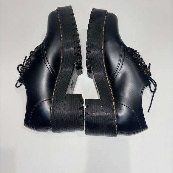 Dr. Martens Leona Lo Smooth Leather Heeled Lace-Up Platform Shoes – Black Size 8 - Picture 5 of 15